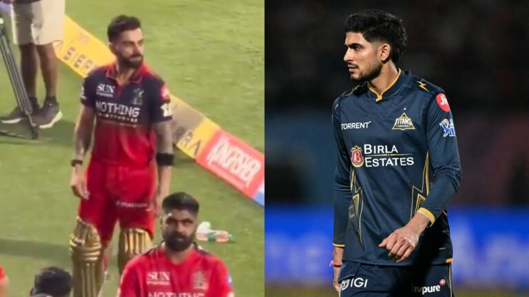 Virat Kohli Abruptly Takes Over Gujarat Titans’ Team Photoshoot – ویرات کوہلی کا گجرات ٹائٹنز کو ‘بابا جی کا ٹھلو’ اشارہ، آر سی بی فائنل میں پہنچ گئی